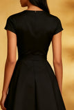 A Line Round Neck Short Sleeve Little Black Dress