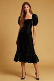 Velvet A Line Square Neck Holiday Party Dress