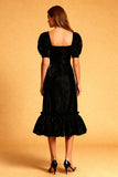 Velvet A Line Square Neck Holiday Party Dress