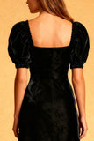 Velvet A Line Square Neck Holiday Party Dress