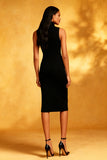 Simple Bodycon High Neck Little Black Dress
