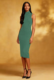 Simple Bodycon High Neck Little Black Dress
