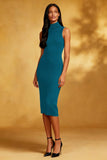 Simple Bodycon High Neck Little Black Dress