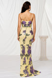 Mermaid Spaghetti Straps Appliqued Yellow Formal Dress