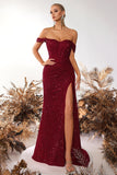 Off the Shoulder Sheath Corset Dark Green Evening Dress