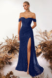 Off the Shoulder Sheath Corset Dark Green Evening Dress