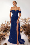 Off the Shoulder Sheath Corset Dark Green Evening Dress