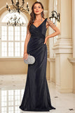 Mermaid Glitter Spaghetti Straps Black Formal Dress