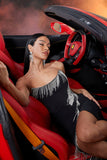 Strapless Mermaid Black Evening Dress with Slit