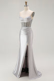 Golden Mermaid Corset Spaghetti Straps Prom Dress