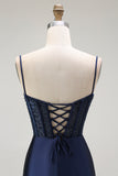 Golden Mermaid Corset Spaghetti Straps Prom Dress