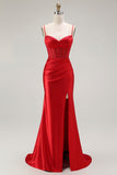 Golden Mermaid Corset Spaghetti Straps Prom Dress