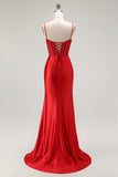 Golden Mermaid Corset Spaghetti Straps Prom Dress