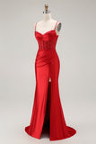 Golden Mermaid Corset Spaghetti Straps Prom Dress