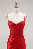 Golden Mermaid Corset Spaghetti Straps Prom Dress