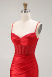 Golden Mermaid Corset Spaghetti Straps Prom Dress