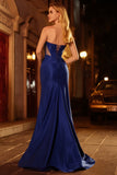 Royal Blue Mermaid Strapless Beaded Corset Prom Dress