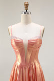 Spaghetti Straps A Line Corset Orange Prom Dress