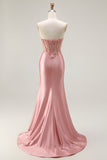 Strapless Blush Corset Mermaid Prom Dress