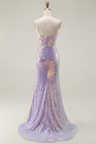 Sparkly Corset Lilac Mermaid Prom Dress with Appliques
