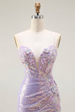 Sparkly Corset Lilac Mermaid Prom Dress with Appliques
