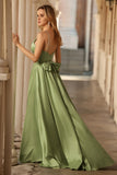 Sage Green Halter Cut Out A Line Corset Prom Dress