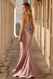 Dusty Rose Mermaid Corset Strapless Beaded Prom Dress