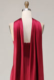 Burgundy Satin Mermaid Long Formal Dress