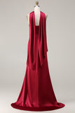Burgundy Satin Mermaid Long Formal Dress