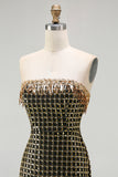 Sparkly Black Golden Strapless Mermaid Prom Dress