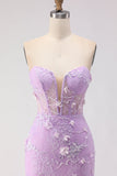 Strapless Yellow Mermaid Corset Lace Long Prom Dress with Sequins