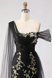 Mermaid Black Golden Beading Appliqued Long Prom Dress