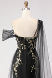 Mermaid Black Golden Beading Appliqued Long Prom Dress