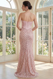 Sparkly Strapless Corset Mermaid Blush Prom Dress