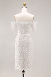 Lace Ivory Sheath Off the Shoulder Engagement Dress