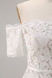 Lace Ivory Sheath Off the Shoulder Engagement Dress