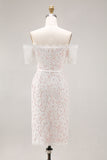 Lace Ivory Sheath Off the Shoulder Engagement Dress