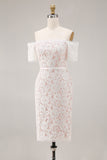 Lace Ivory Sheath Off the Shoulder Engagement Dress