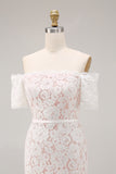 Lace Ivory Sheath Off the Shoulder Engagement Dress