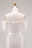 Lace Ivory Sheath Off the Shoulder Engagement Dress