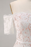 Lace Ivory Sheath Off the Shoulder Engagement Dress