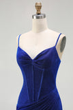 Royal Blue Spaghetti Straps Mermaid Corset Prom Dress