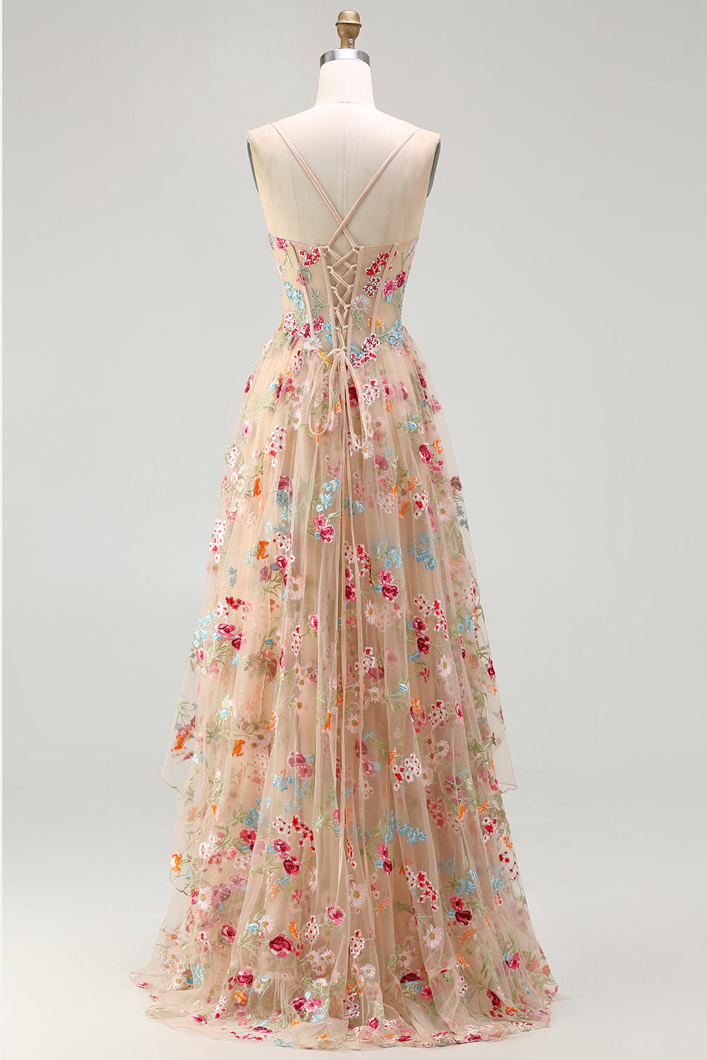 embroidered prom dress uk Strapless Embroidered Prom Dress with Cutout Bodice and High Slit S8942P - Prom Dresses