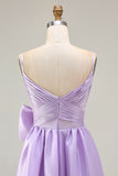 Spaghetti Straps Lilac Bowed A Line Prom Dress
