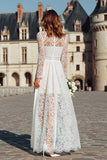 Long Sleeve High Neck Ivory Engagement Dress with Lace