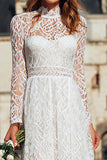 Long Sleeve High Neck Ivory Engagement Dress with Lace