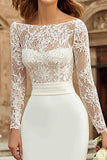 Ivory Long Sleeve Bodycon Lace Midi Engagement Dress