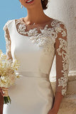 Ivory Bodycon Satin Midi Engagement Dress with Lace