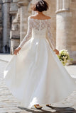 Off the Shoulder Ivory A Line Lace Engagement Dress