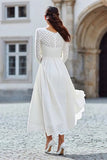 Ivory A Line Long Sleeve Lace Engagement Dress